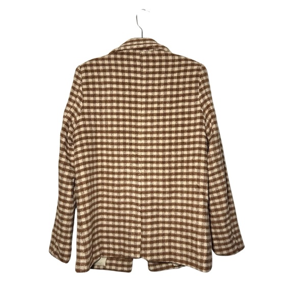 057. NWT Women's Brown Cream Check Blazer - Picture 3 of 11